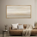 Abstract Landscape Wall Art - Large Framed Neutral Beige & Gray Canvas Print, Minimalist Calming Artwork for Living Room or Bedroom Decor